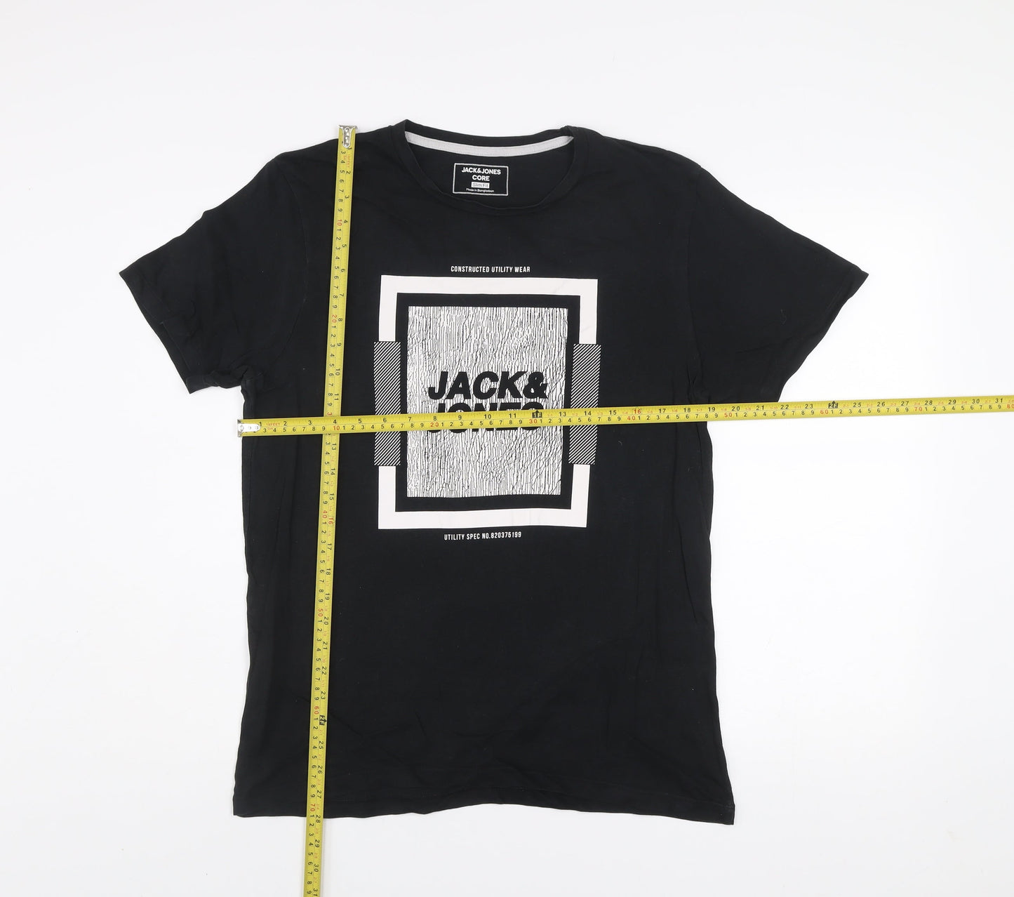 Jack & Jones Men’s Black Slim Fit Graphic T-Shirt Size M