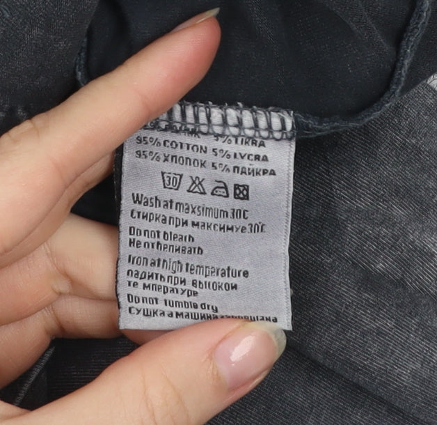 Diesel Men's Grey 3XL Acid Wash Short Sleeve Polo Shirt