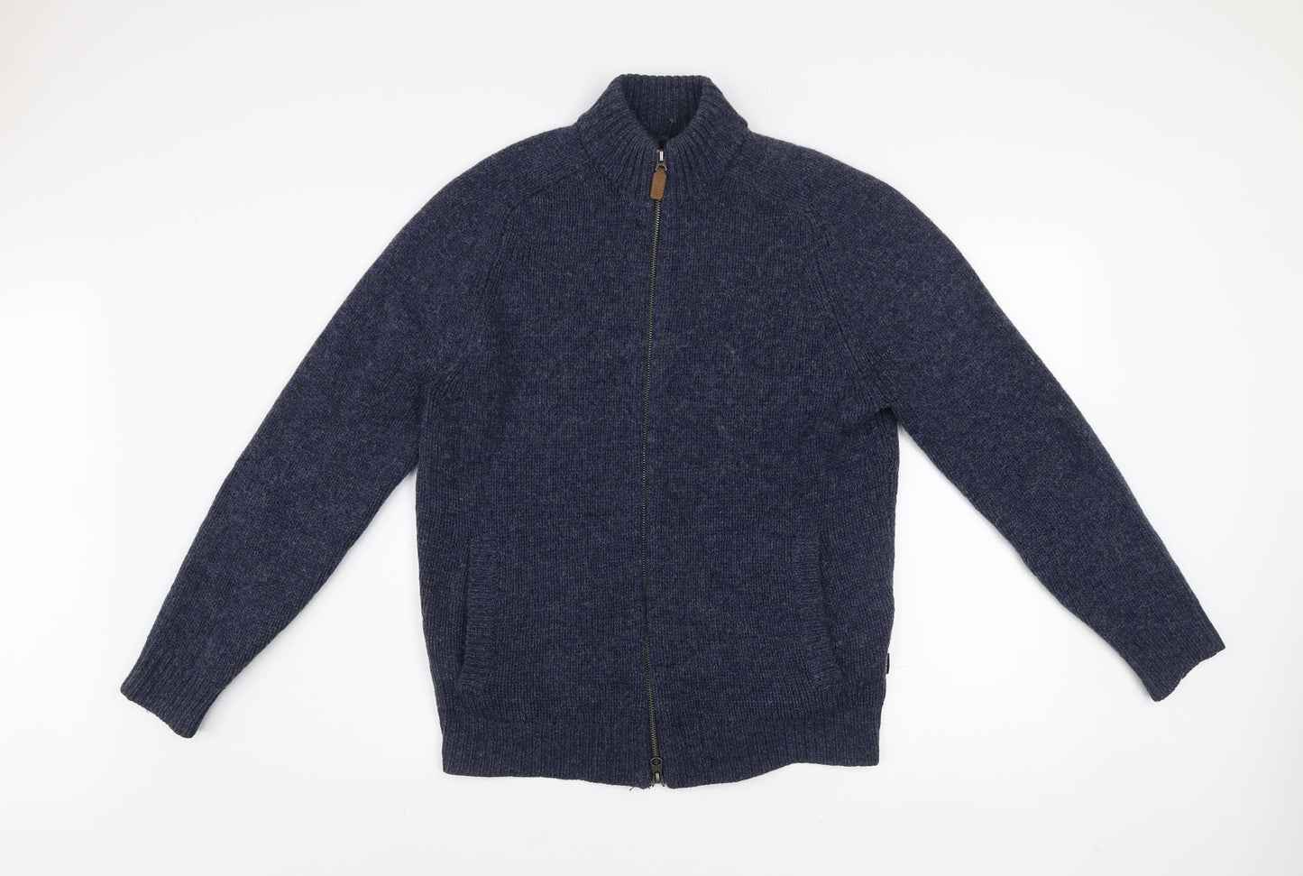 Barbour Men's Blue Wool Full Zip Knit Jacket Size S