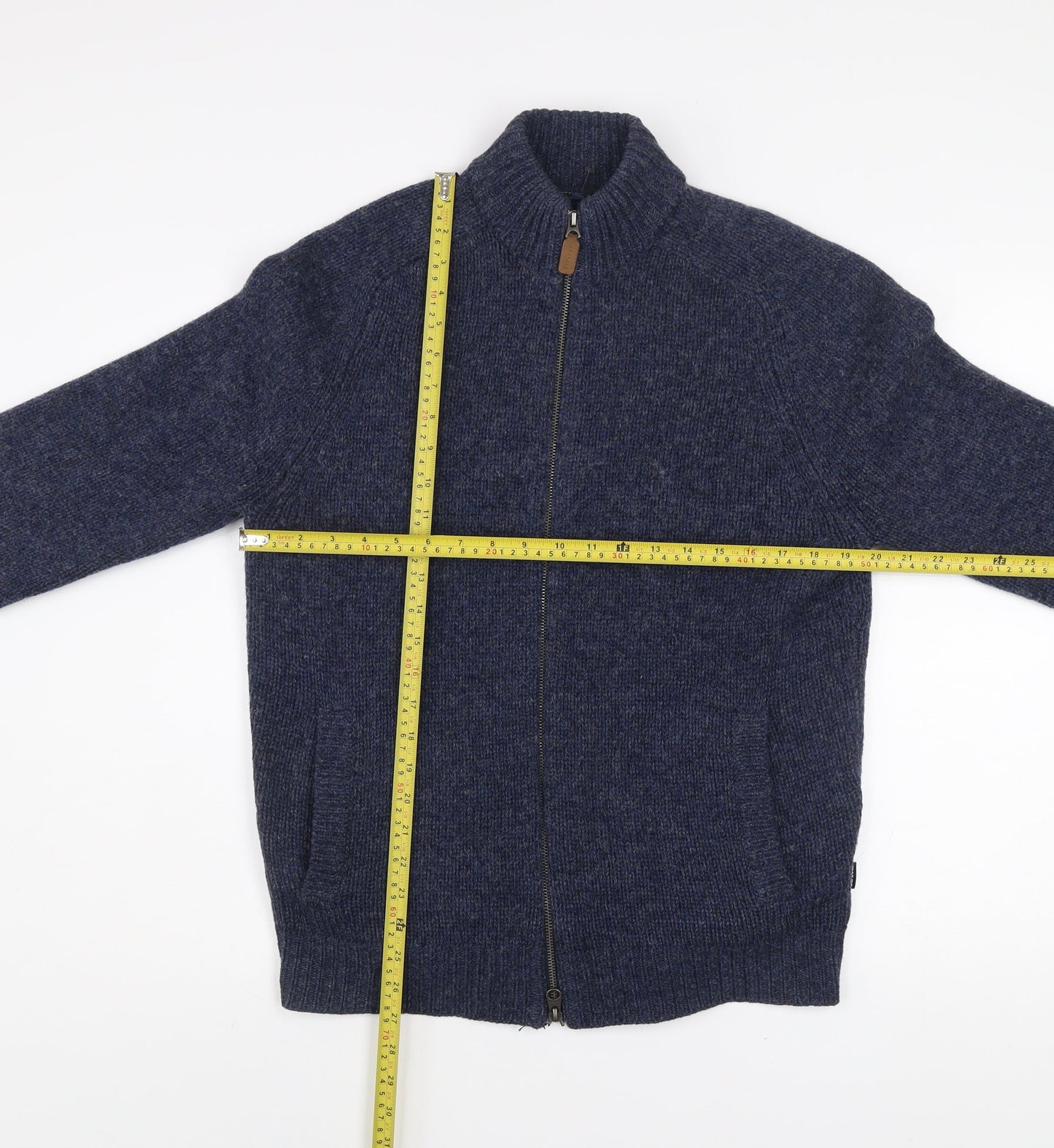 Barbour Men's Blue Wool Full Zip Knit Jacket Size S