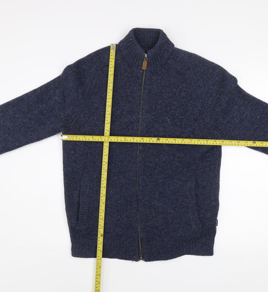 Barbour Men's Blue Wool Full Zip Knit Jacket Size S