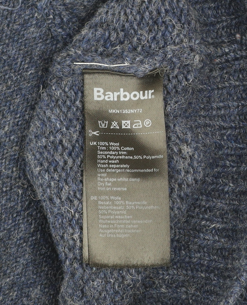 Barbour Men's Blue Wool Full Zip Knit Jacket Size S