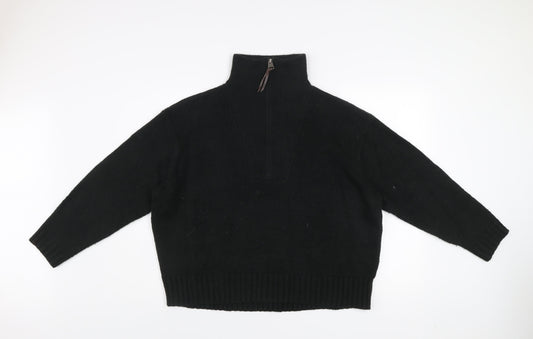 Superdry Womens Black Size 10 High Neck 1/4 Zip Knit Jumper