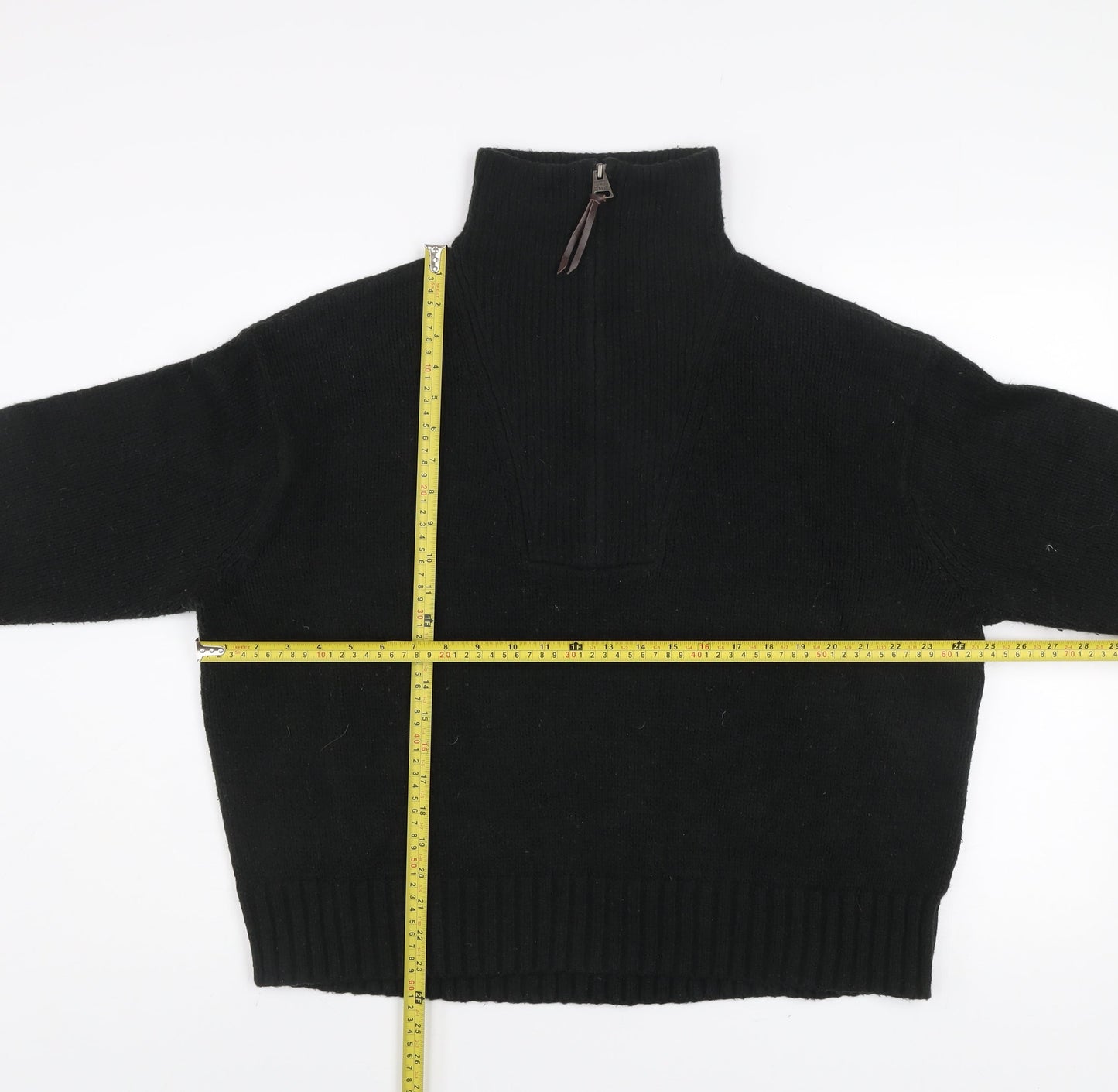 Superdry Womens Black Size 10 High Neck 1/4 Zip Knit Jumper