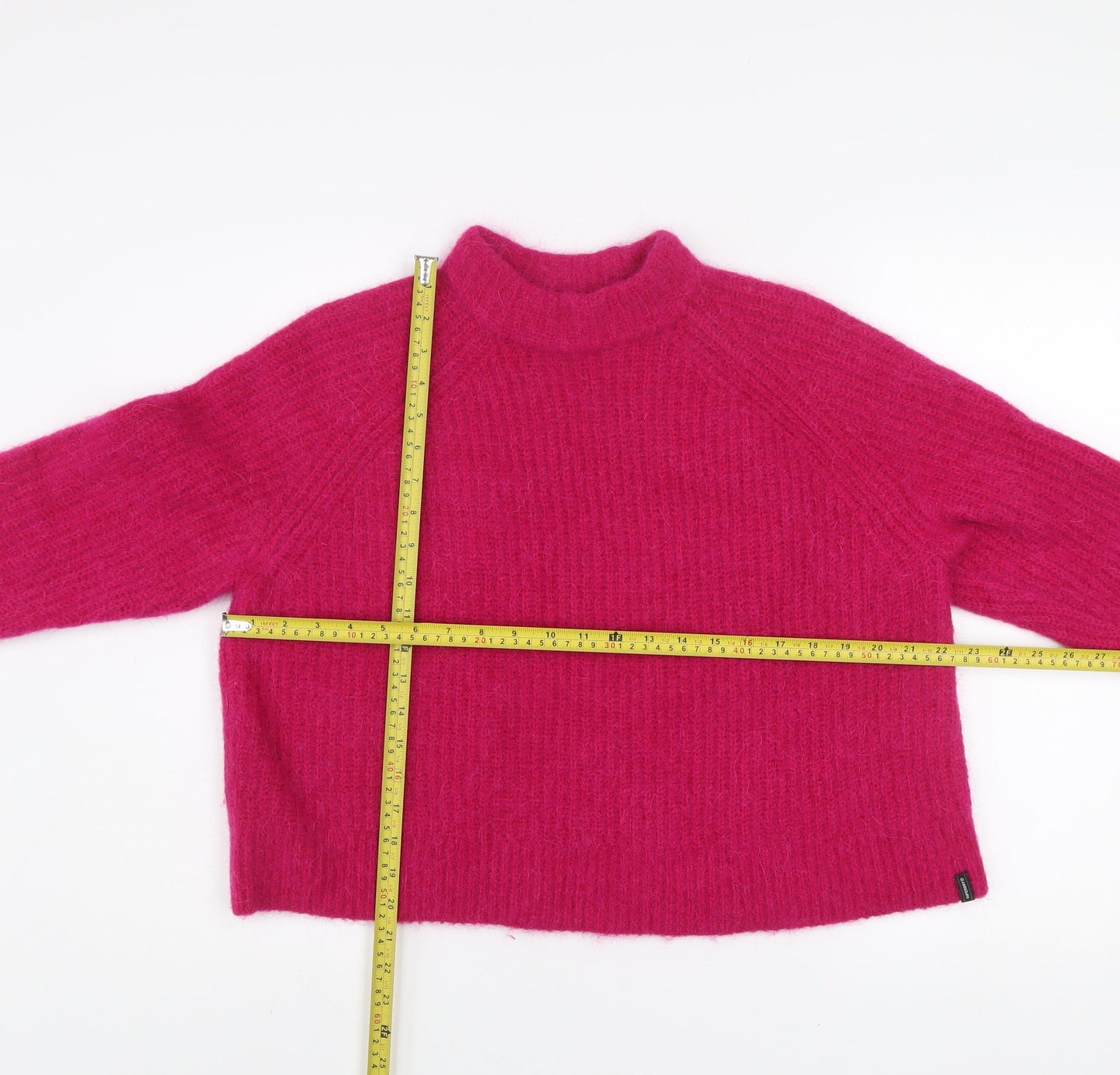 Superdry Womens Pink Alpaca Blend High Neck Chunky Knit Jumper Size 12
