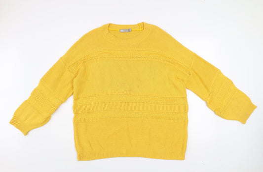 ASOS Women Yellow Knit Jumper UK 10 Crew Neck Relaxed Fit