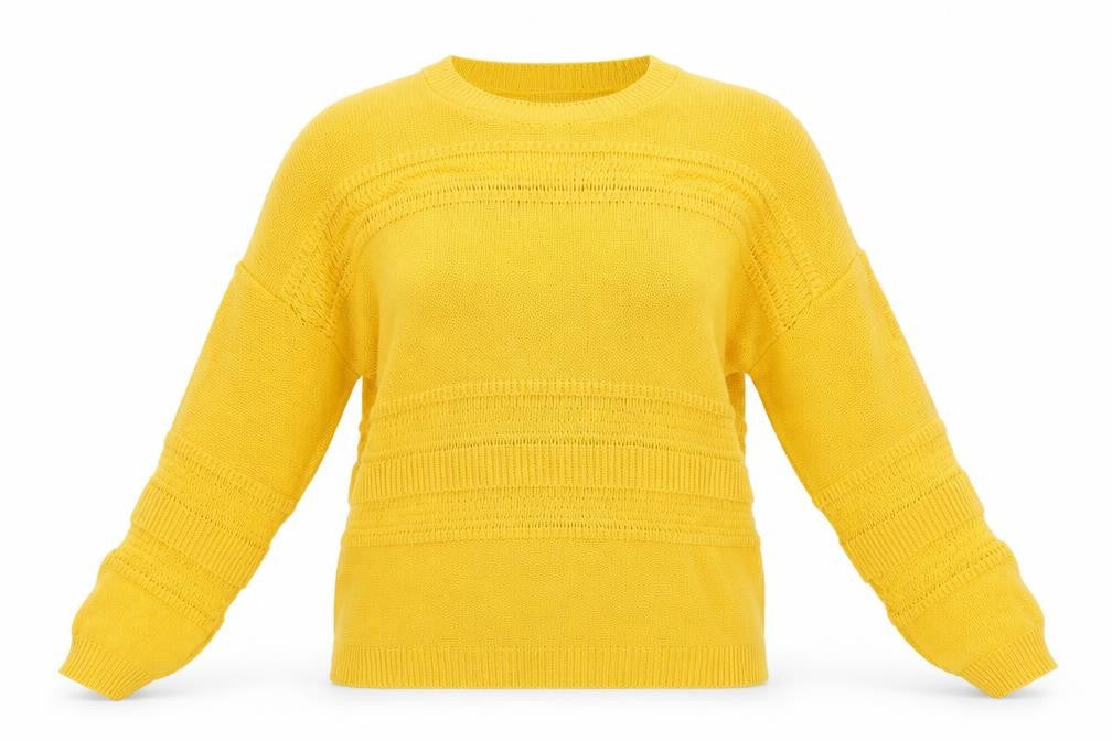 Front view of ASOS Women Yellow Knit Jumper UK 10 Crew Neck Relaxed Fit