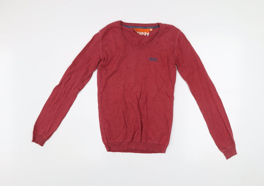 Superdry Men's Red Cotton Crew Neck Jumper Size S