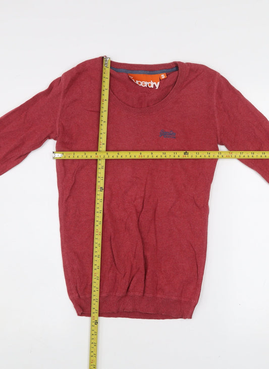 Superdry Men's Red Cotton Crew Neck Jumper Size S