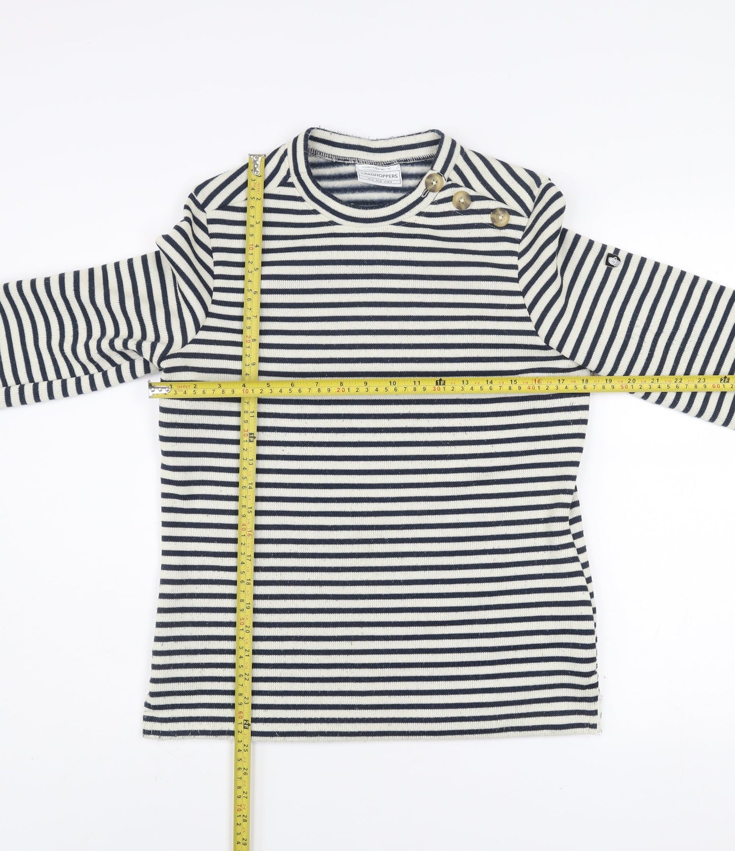 Craghoppers Women's Navy Stripe Crew Neck Jumper UK 12 Long Sleeve