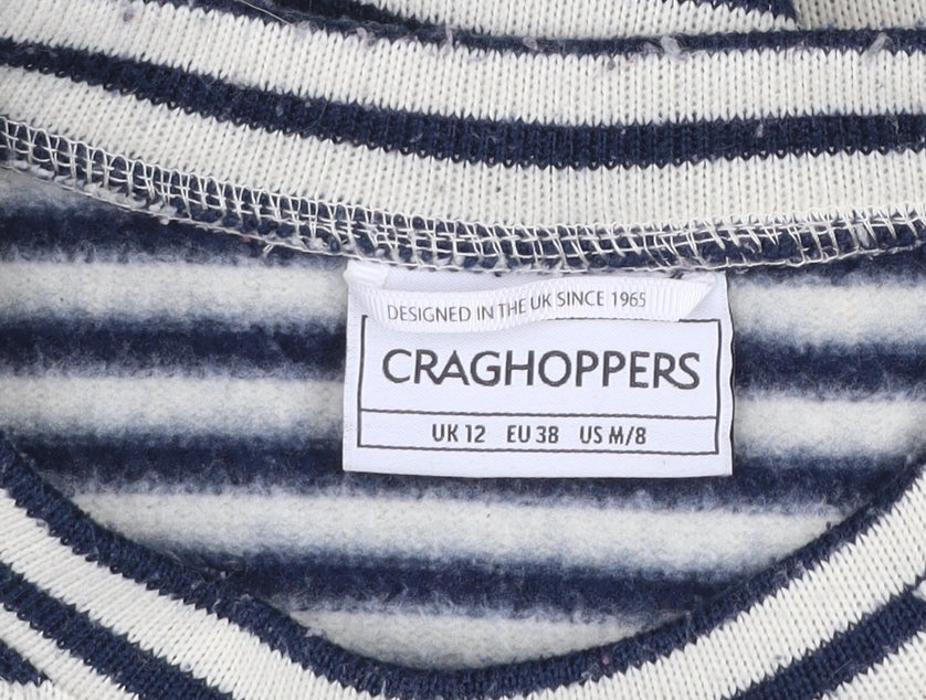 Craghoppers Women's Navy Stripe Crew Neck Jumper UK 12 Long Sleeve