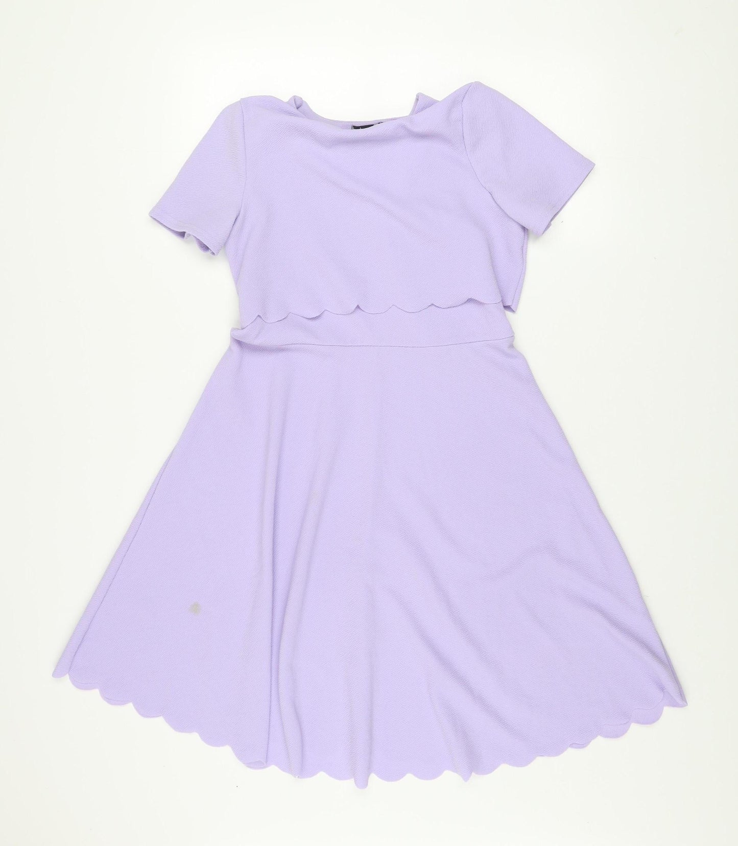 Boohoo Women’s Purple A-Line Short Sleeve Scallop Hem Dress Size 8