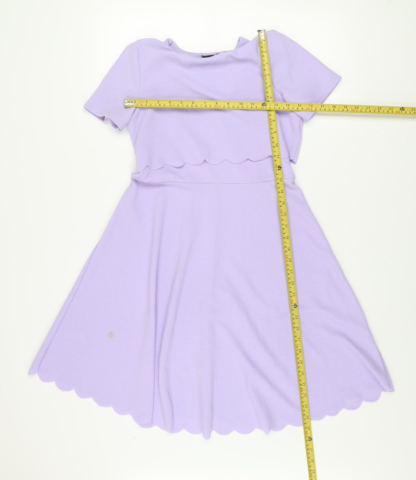 Boohoo Women’s Purple A-Line Short Sleeve Scallop Hem Dress Size 8