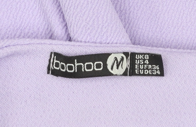 Boohoo Women’s Purple A-Line Short Sleeve Scallop Hem Dress Size 8