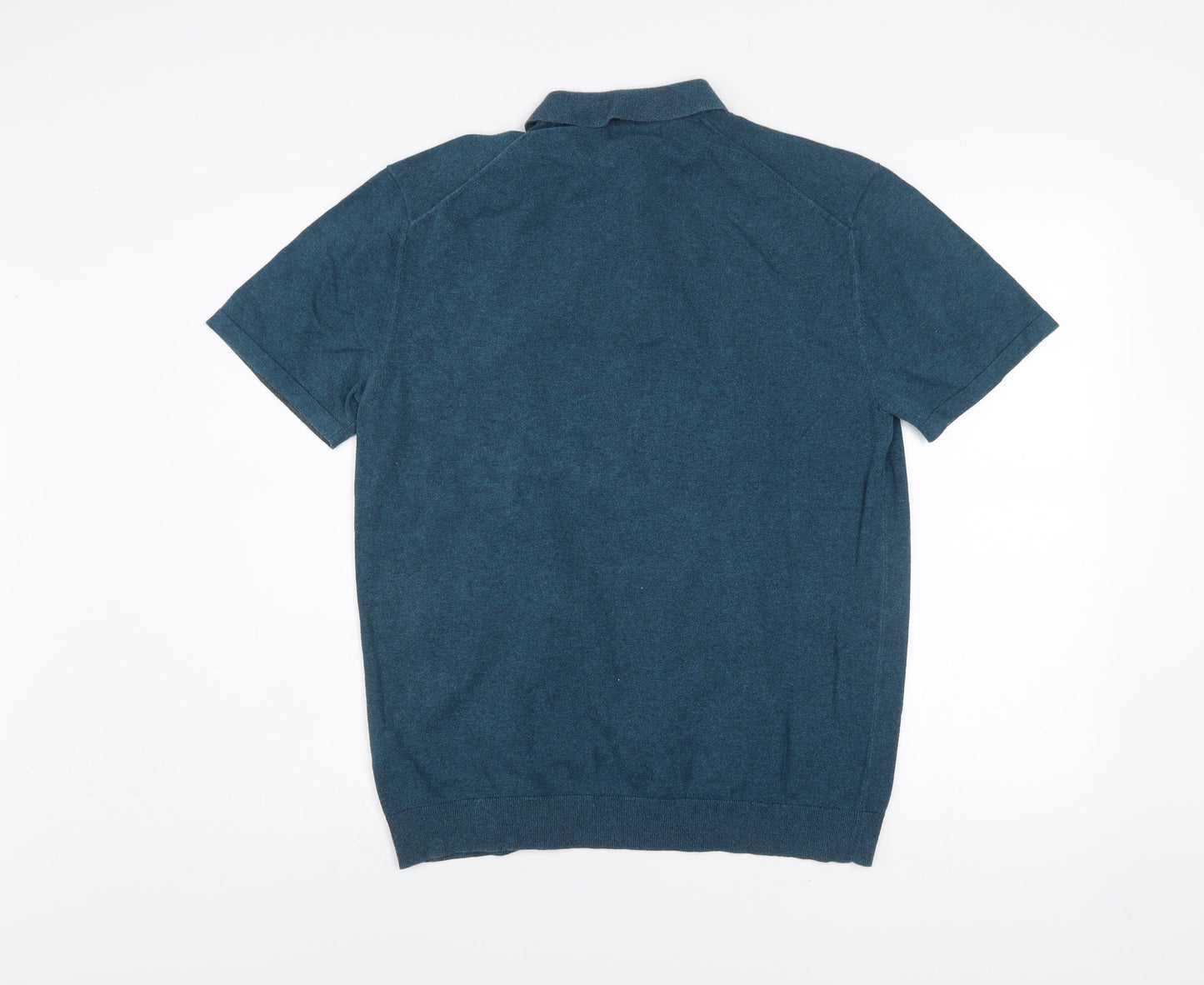 Marks and Spencer Men's Blue Cotton Rich Polo Shirt Size L