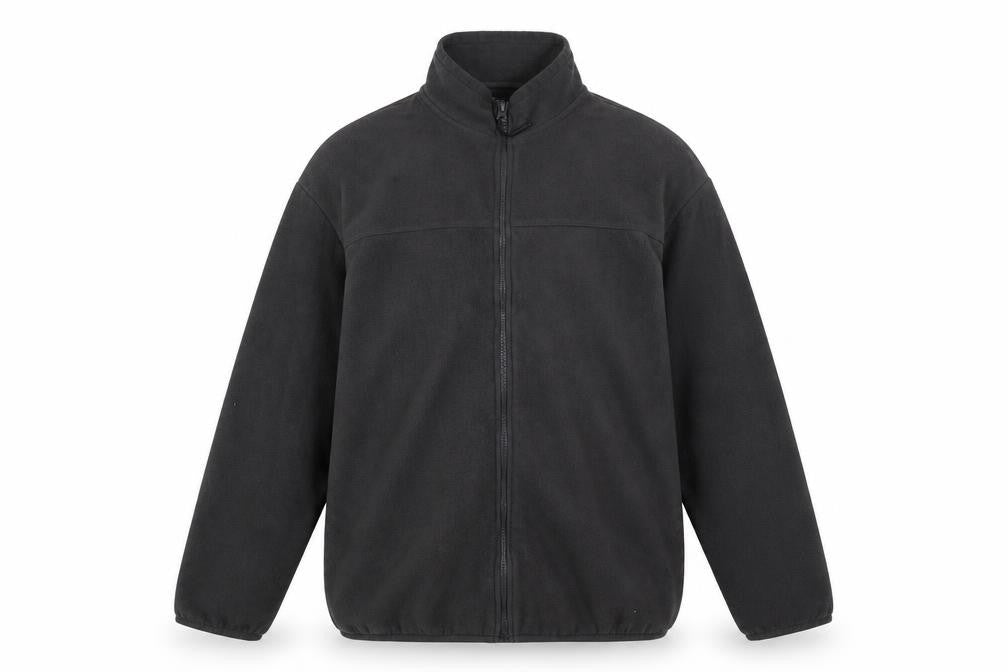Front view of ASOS DESIGN Men's Black Fleece Zip Jacket, size S