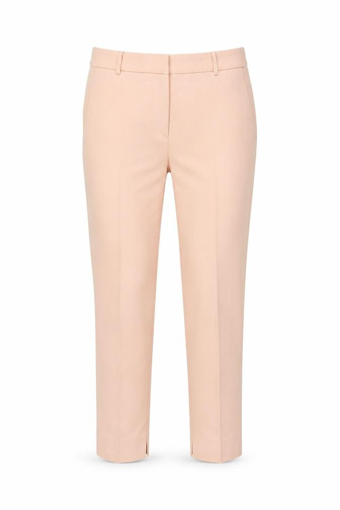 Zara Woman Beige Cropped Trousers L Cotton Blend Slim Fit
