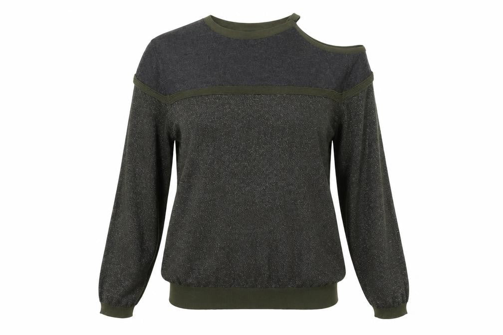 Next Womens Green Glitter Cold Shoulder Knit Top Size 12