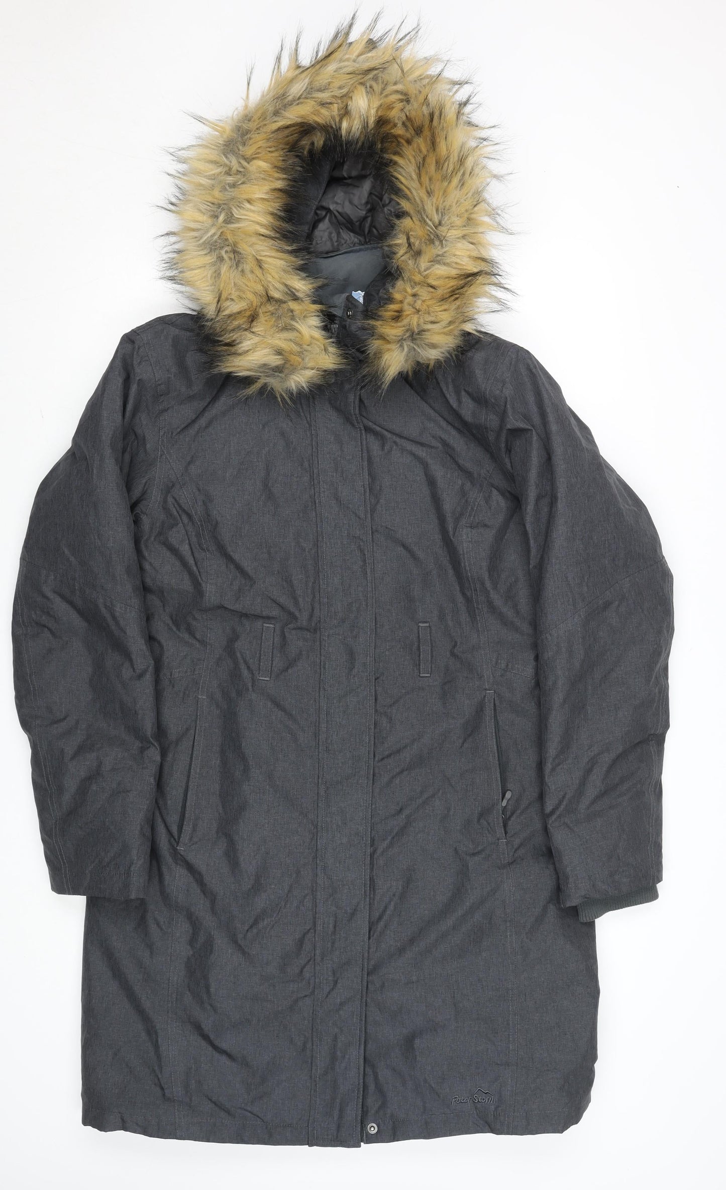 Peter Storm Women's Grey Faux Fur Hooded Parka Coat Size 12
