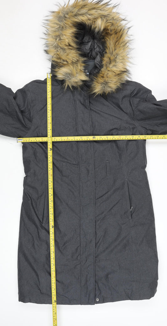Peter Storm Women's Grey Faux Fur Hooded Parka Coat Size 12