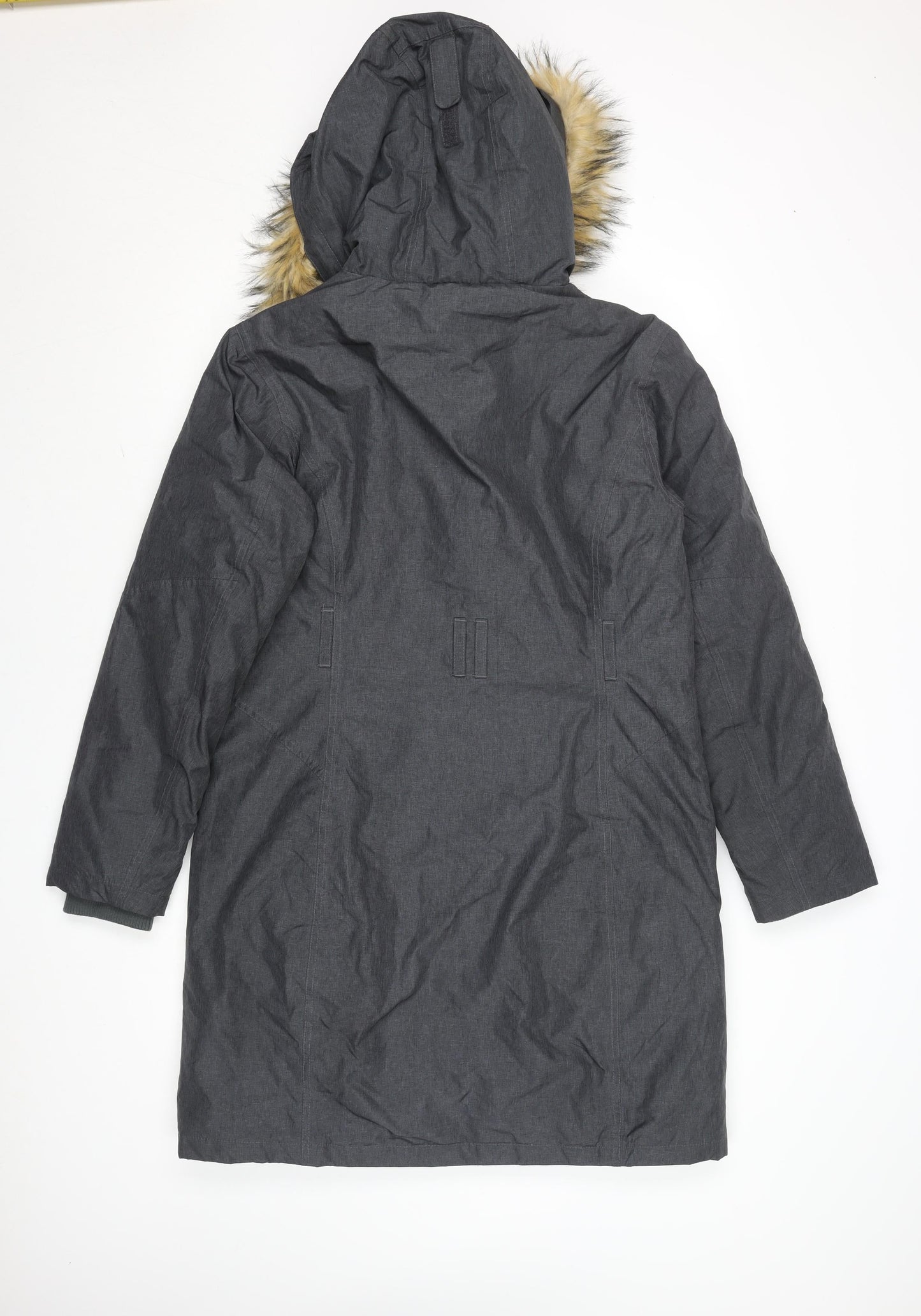 Peter Storm Women's Grey Faux Fur Hooded Parka Coat Size 12