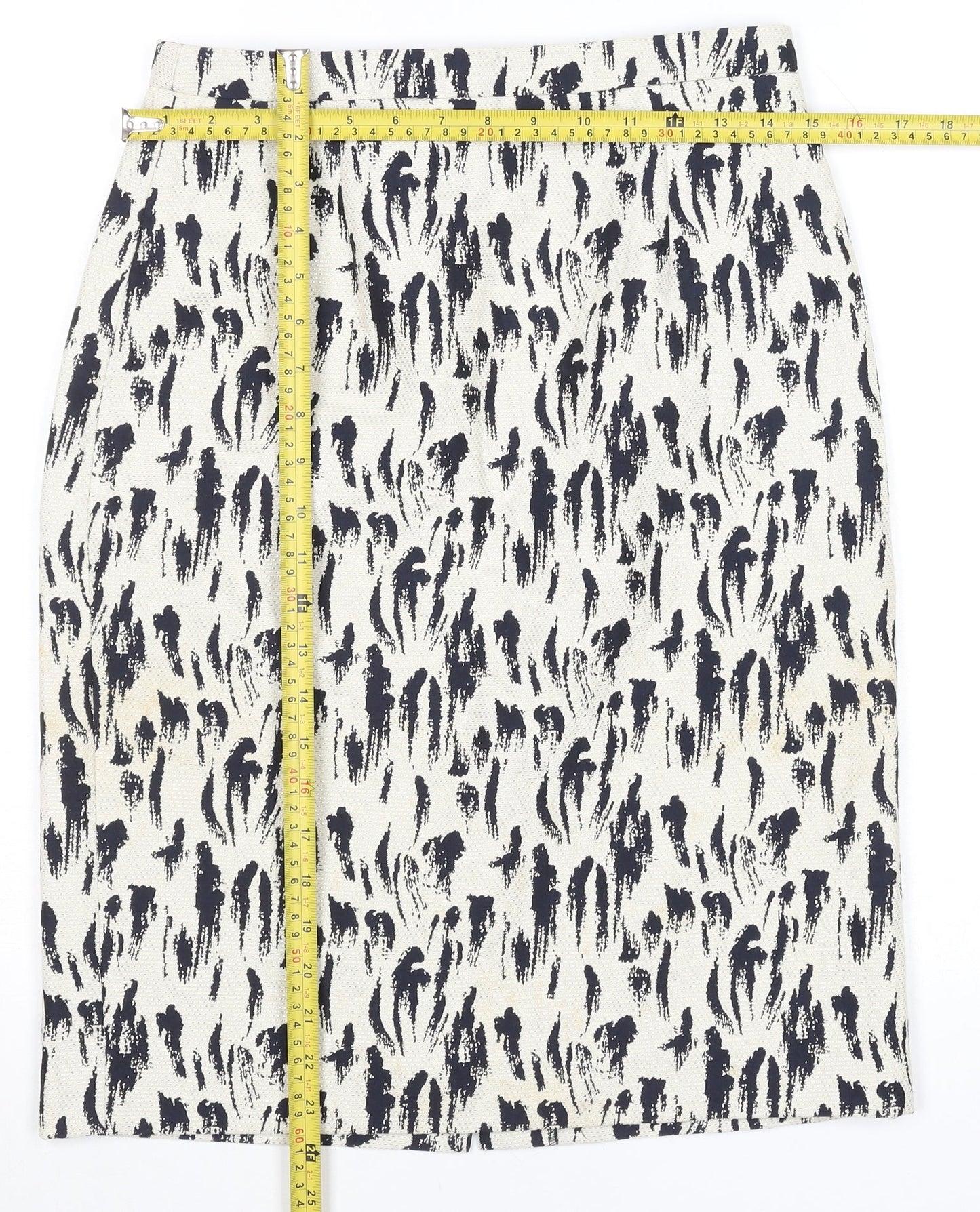 Great Plains Women’s White Animal Print Cotton Pencil Skirt Size 10
