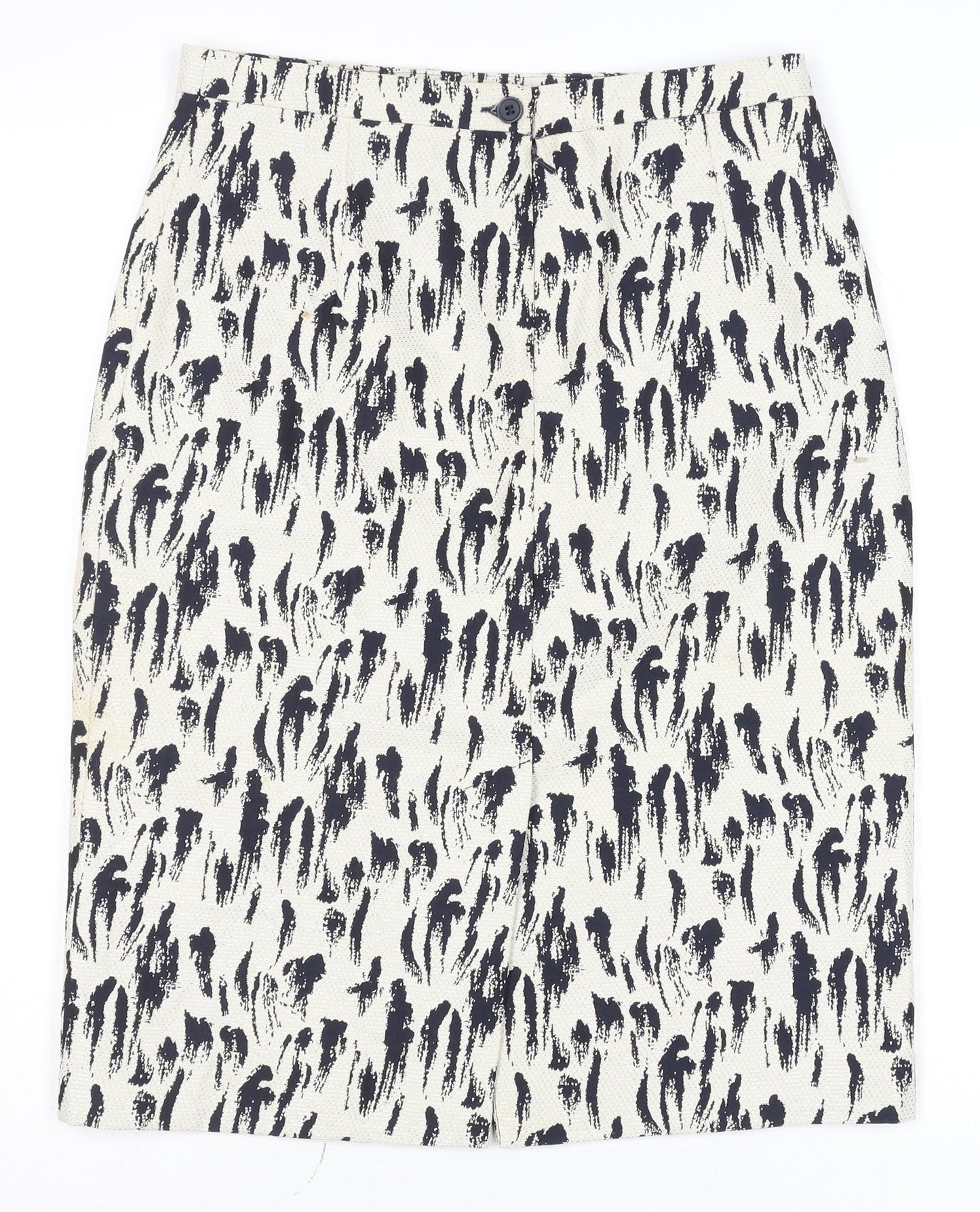 Great Plains Women’s White Animal Print Cotton Pencil Skirt Size 10