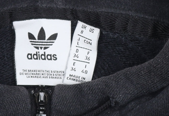 Adidas Womens Black & White OG Pullover Hoodie Size 8 Cotton Blend