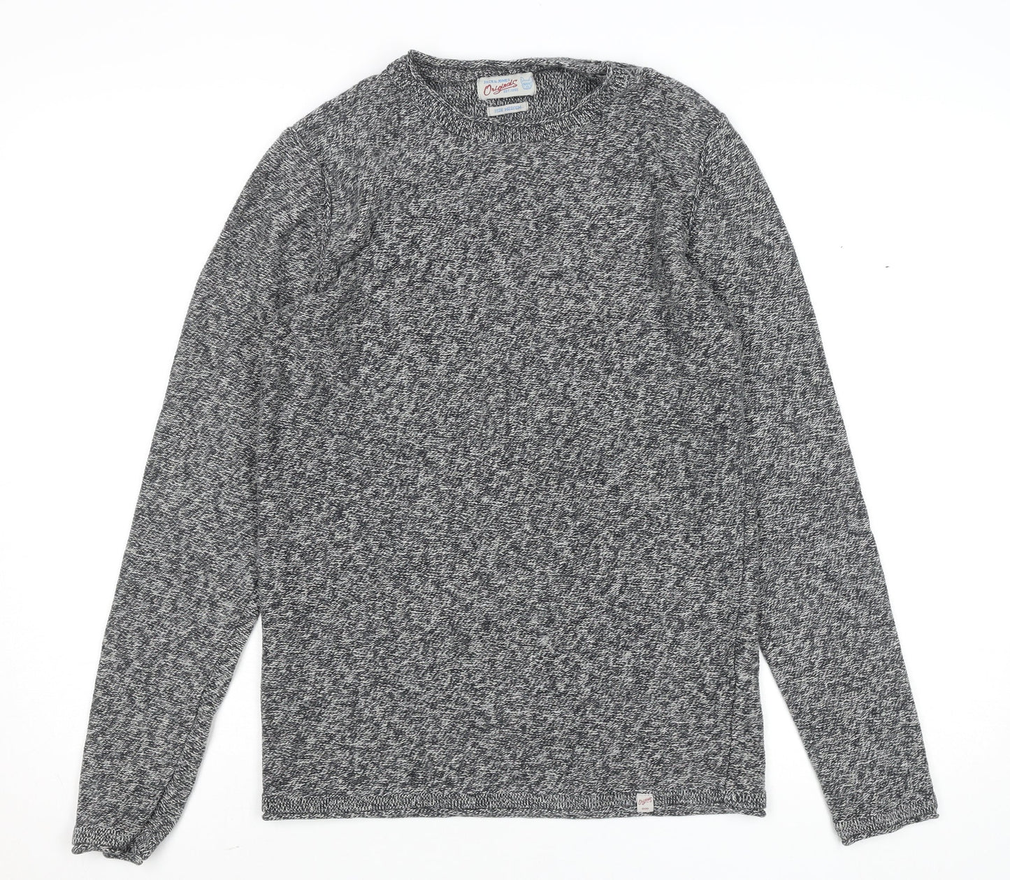 Jack & Jones Men's Grey Cotton Knit Crew Neck Jumper Size M