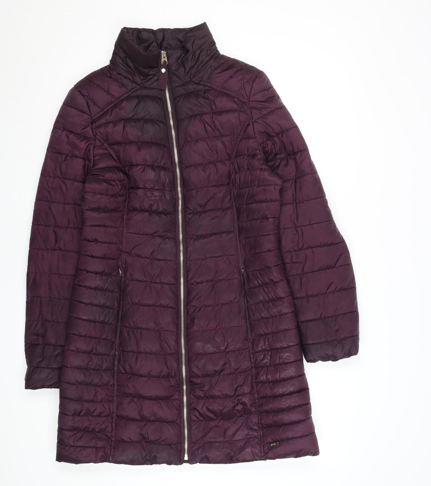 Joules Women’s Purple Quilted Puffer Coat Size 12 Lightweight Zip Jacket
