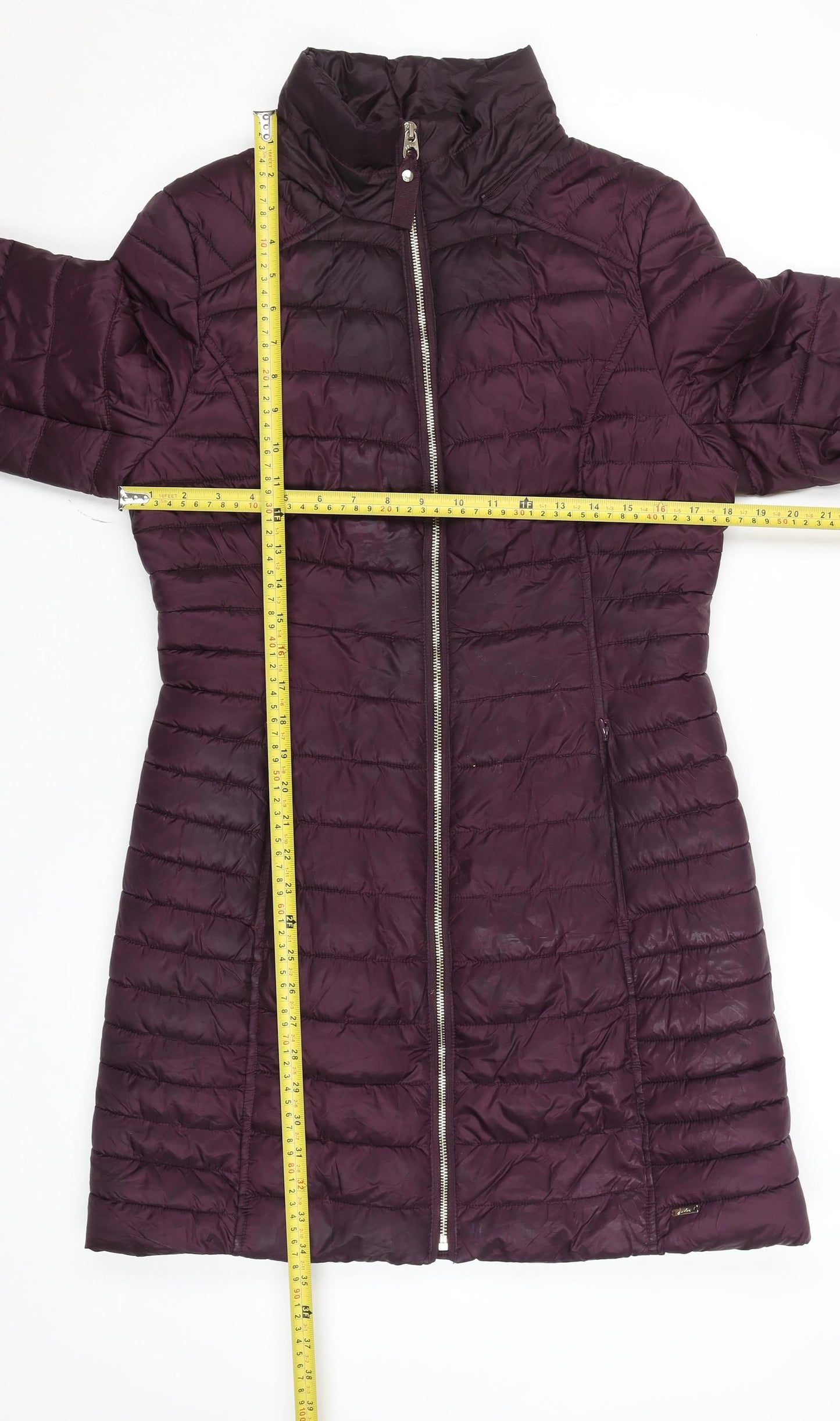 Joules Women’s Purple Quilted Puffer Coat Size 12 Lightweight Zip Jacket