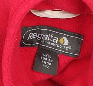 Regatta Womens Red Fleece Full Zip Mid-Length Outdoor Jacket Size 10