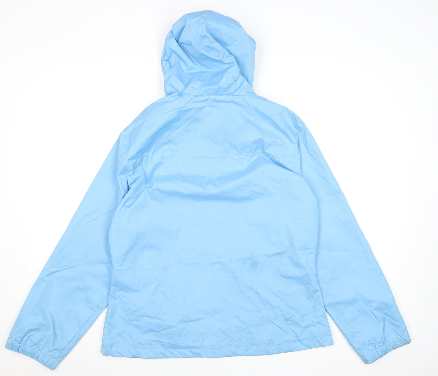 Bench Womens Blue Hooded Windbreaker Jacket Size 14 Lined Zip Casual