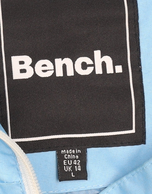 Bench Womens Blue Hooded Windbreaker Jacket Size 14 Lined Zip Casual