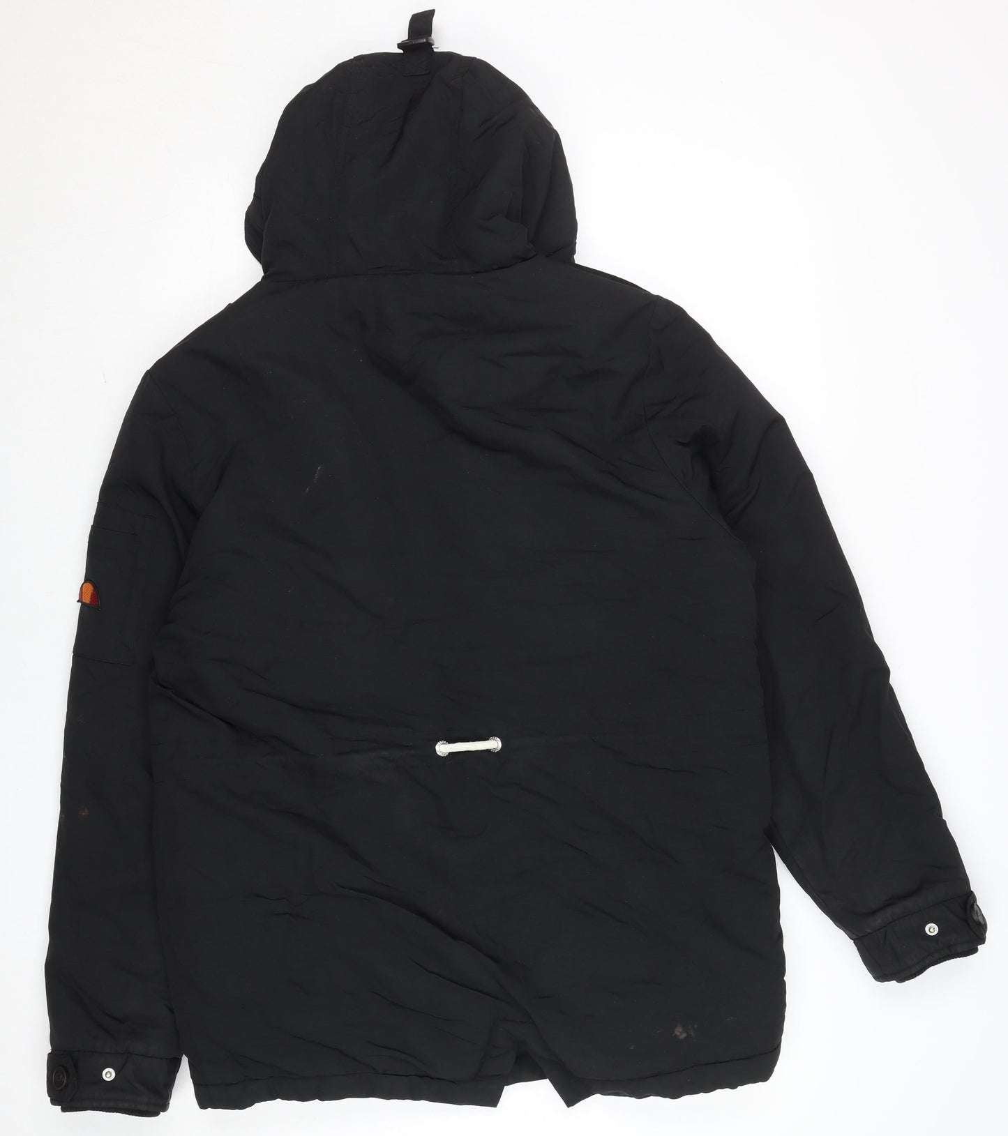 Ellesse Men's Black S Hooded Parka Jacket with Logo | Winter Coat