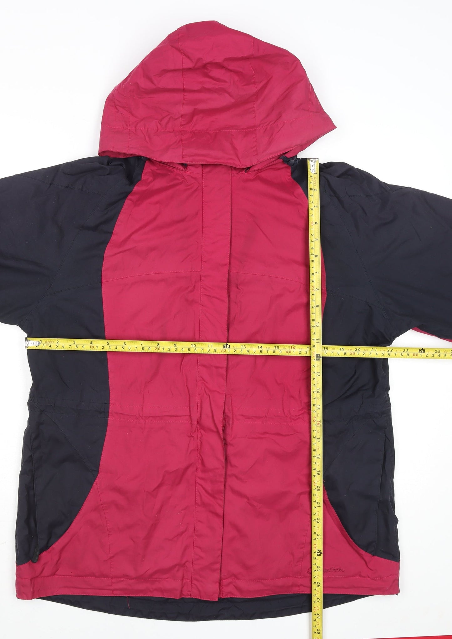 Peter Storm Womens Red Black Hooded Waterproof Rain Jacket Size 16