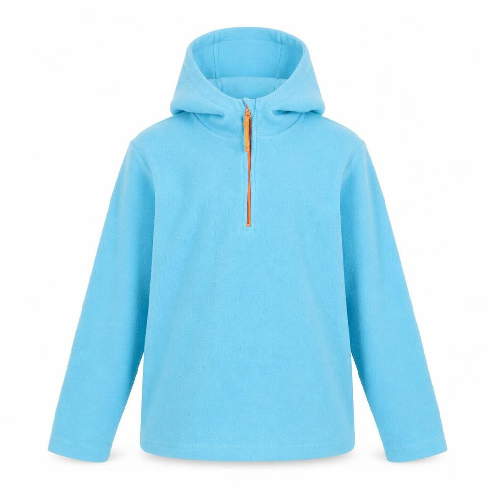 Front view of Mountain Warehouse girls’ blue fleece pullover hoodie 11-12 years