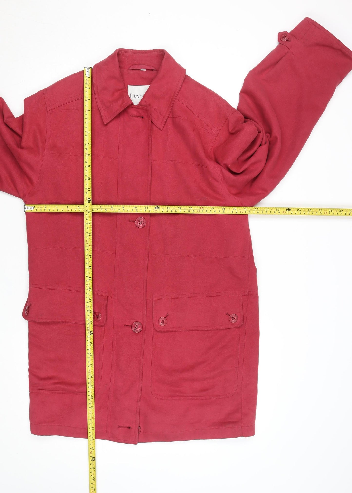 Dana Buchman Women's Red Polyester Mid-Length Jacket Size S