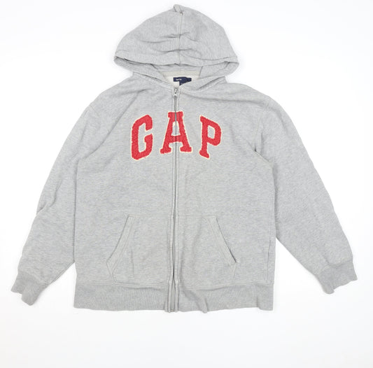 GAP Kids Boys Grey Full Zip Hooded Fleece Jacket Size 13 Years