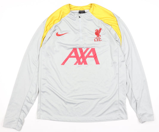 Nike Men's Grey Liverpool LFC Dri-FIT 1/4 Zip Football Training Top S