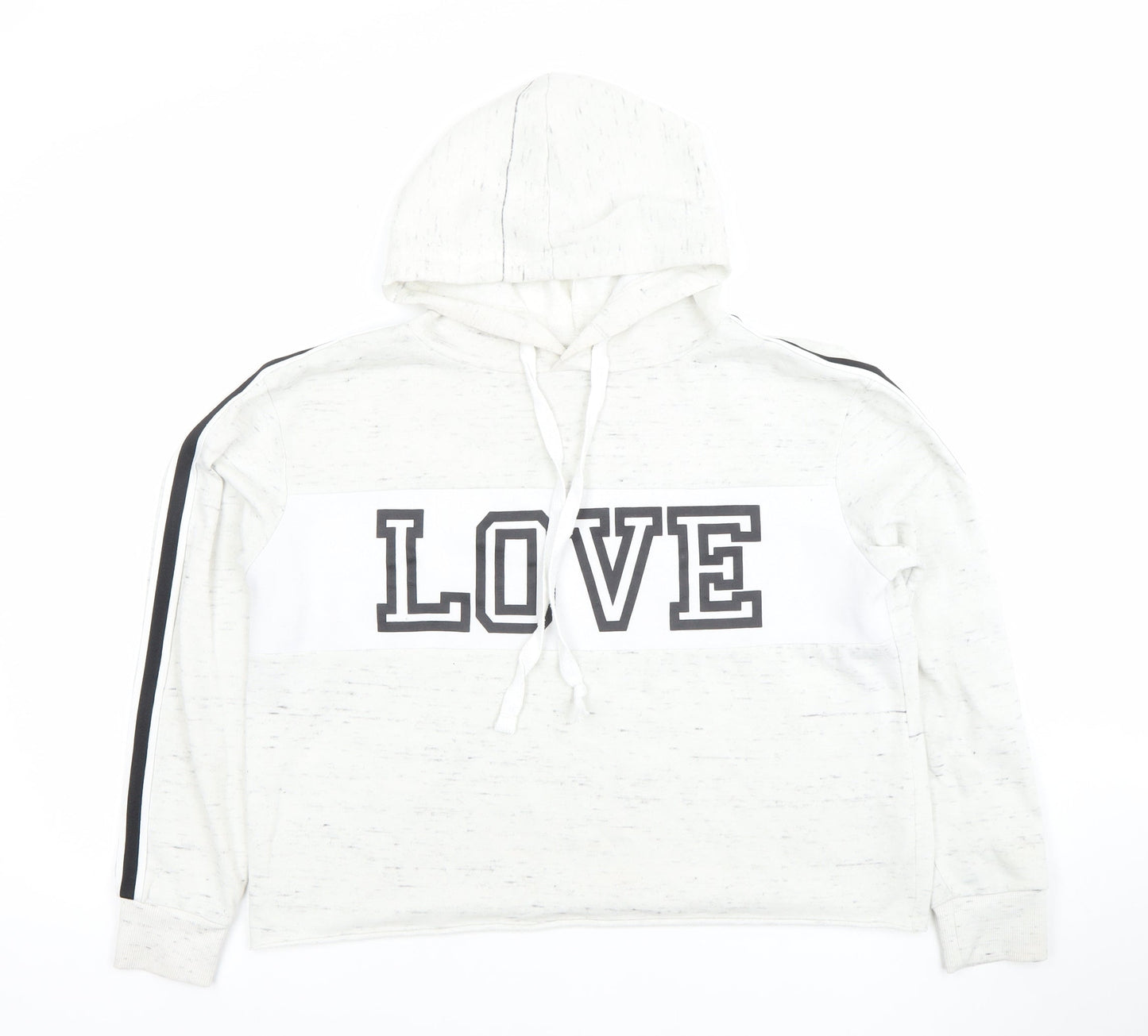 Hollis Women White Pullover Hoodie LOVE Graphic Size M