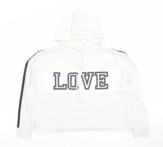 Hollis Women White Pullover Hoodie LOVE Graphic Size M