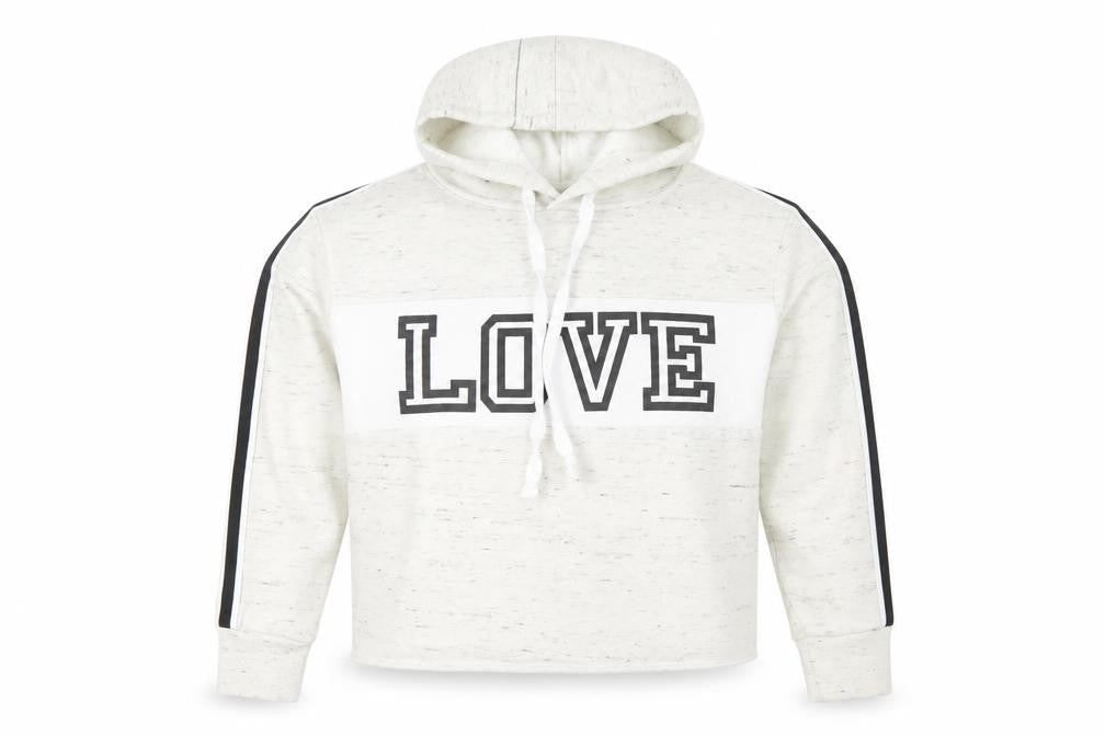 Hollis Women White Pullover Hoodie LOVE Graphic Size M