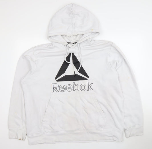 Reebok Men's White XL Pullover Hoodie with Logo