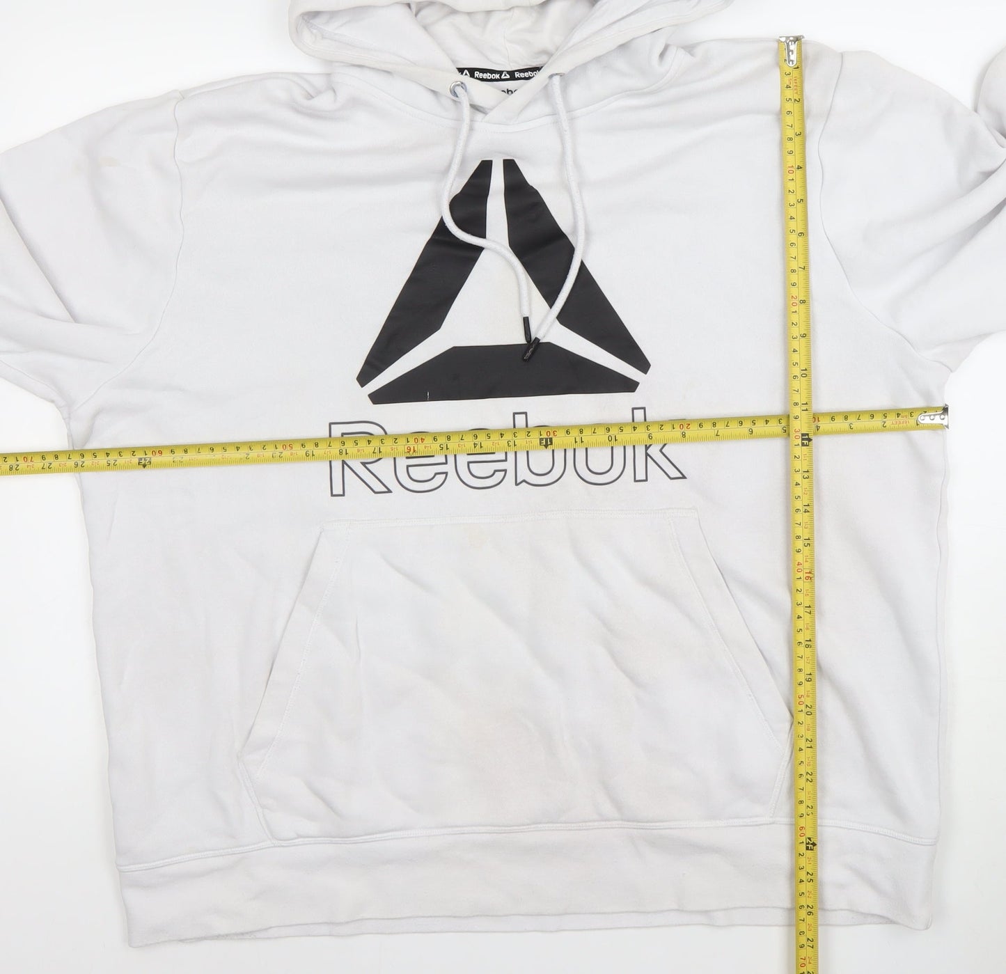 Reebok Men's White XL Pullover Hoodie with Logo