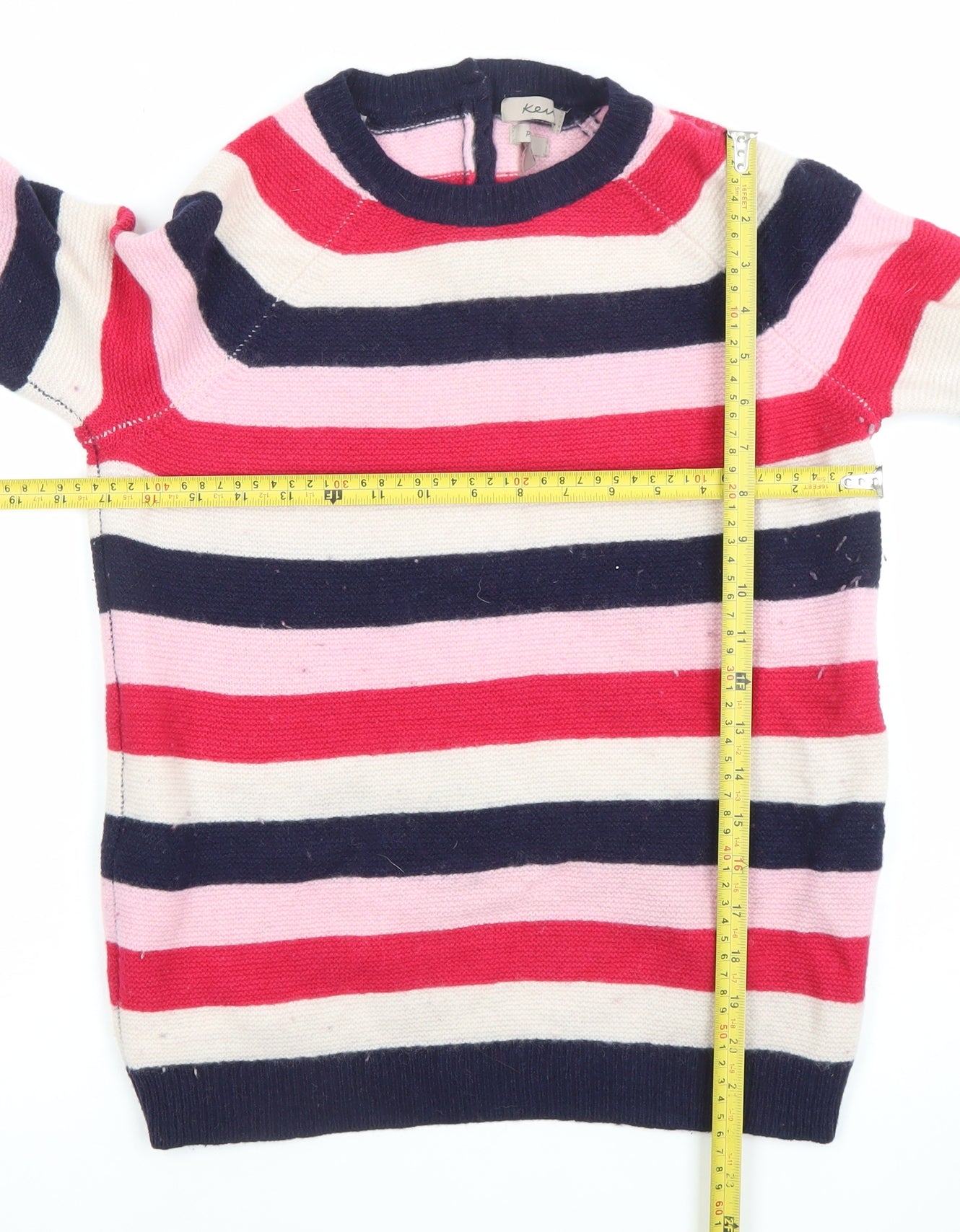 Kew Womens Multicoloured Striped Wool Pullover Jumper L