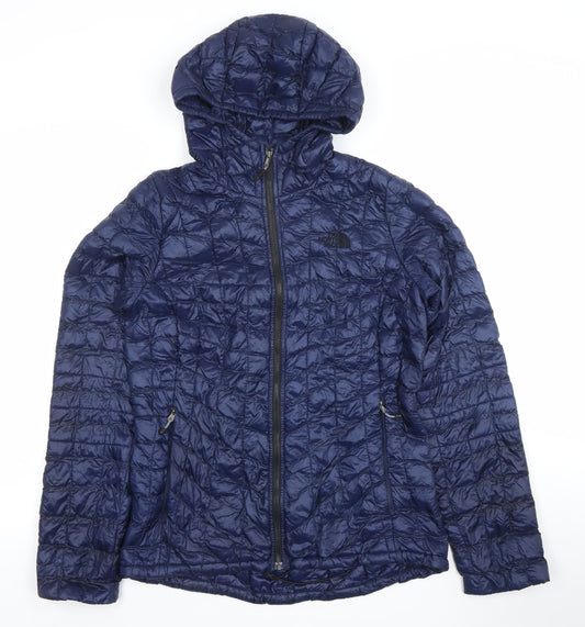 The North Face Women's Blue Hooded Quilted Puffer Jacket Size M