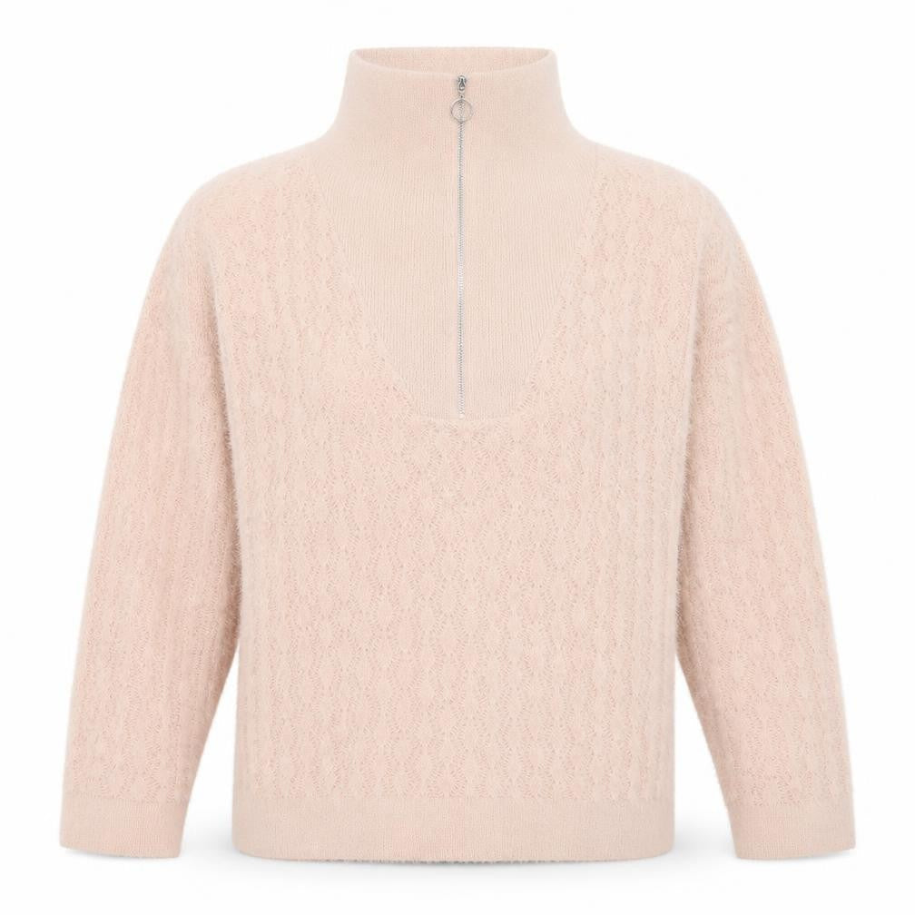 Gallery Women’s Beige Roll Neck Cable-Knit Jumper Size L