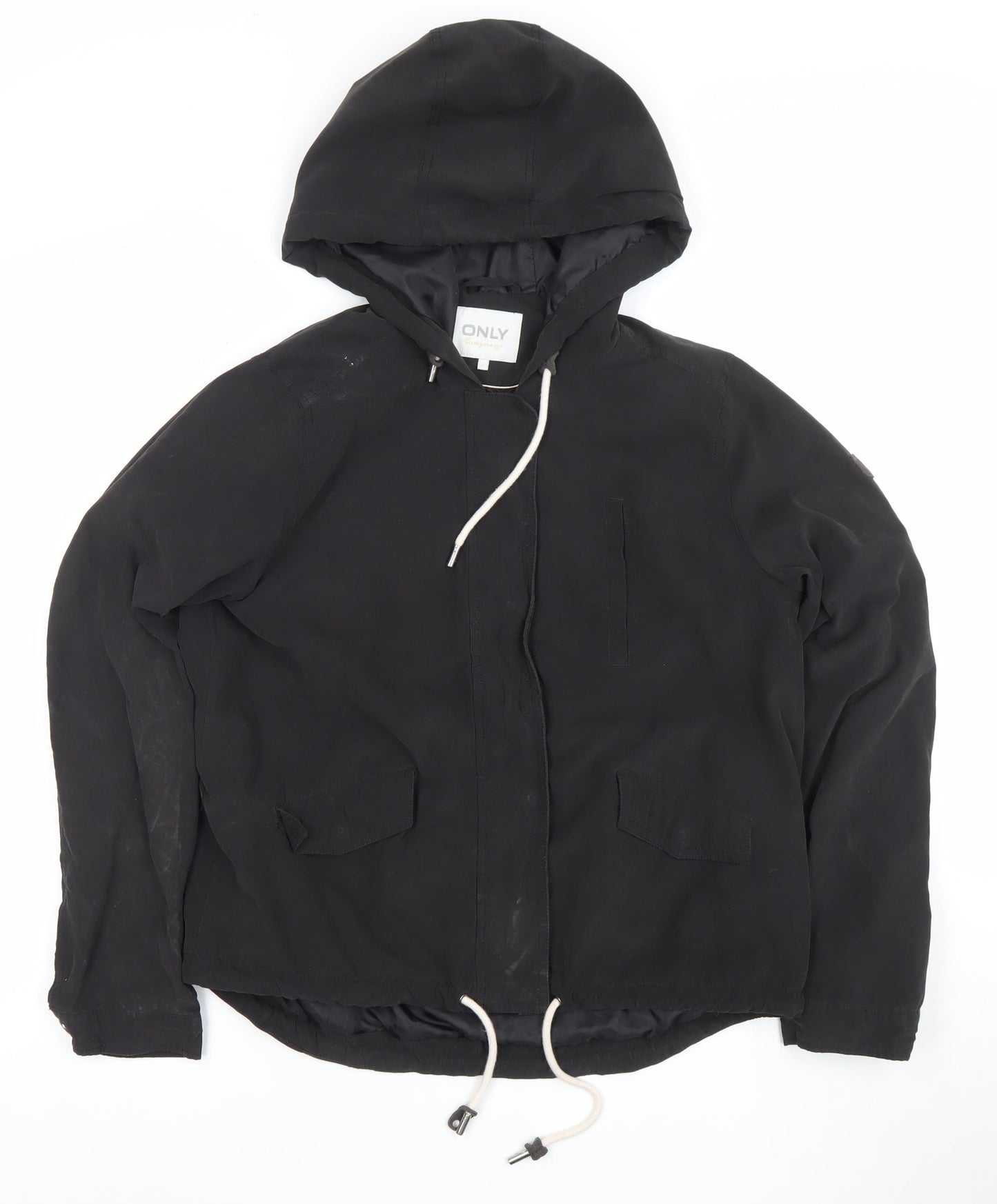 ONLY Womens Black Hooded Parka Jacket Size L