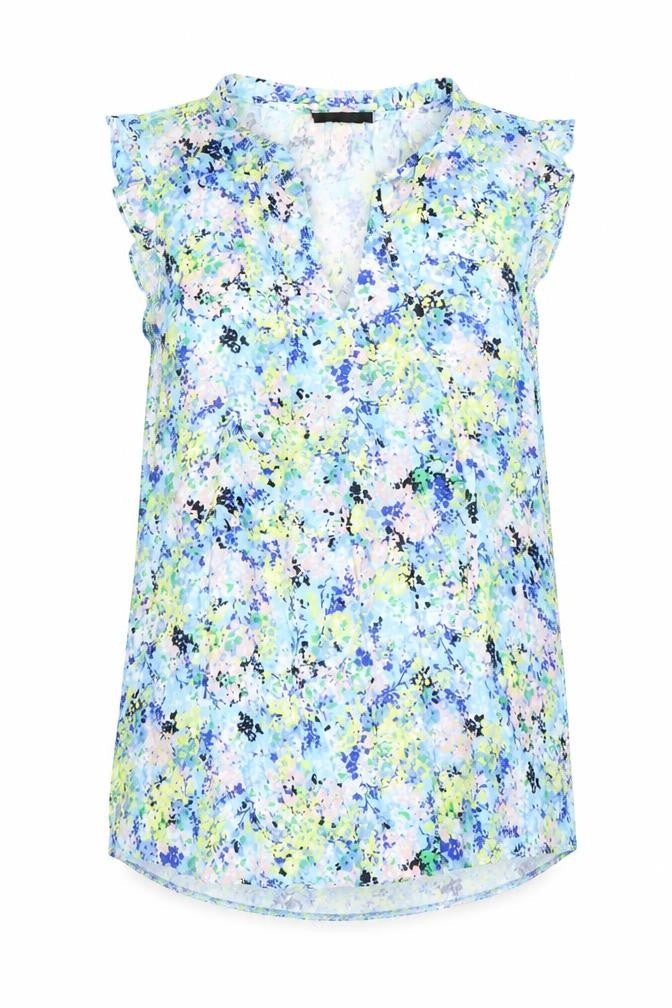 Wallis Womens Multicoloured Floral Ruffle Sleeveless Tunic Blouse Size 12